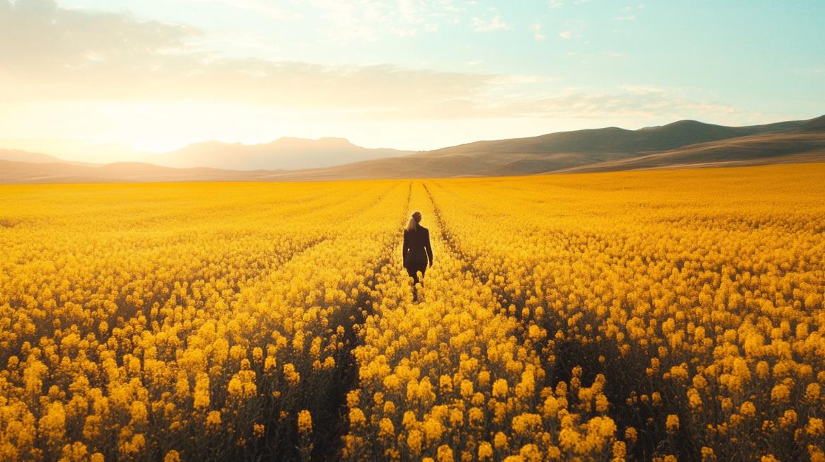 Étude visuelle originale d'un champ de canola canadien en fleurs
