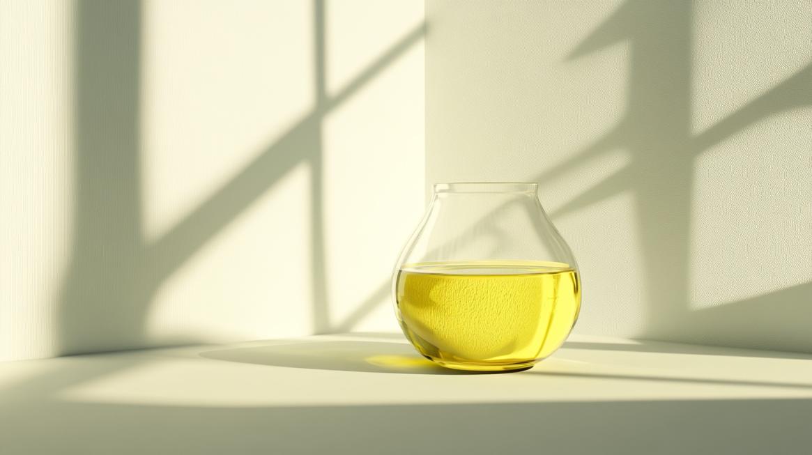 FRSH visual interpretation of golden canola oil in clear glass